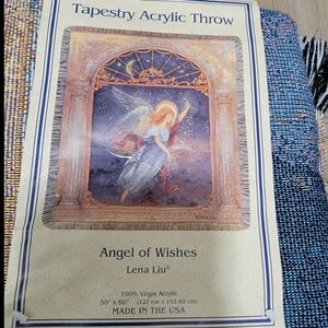 Multicolor Made In The USA woven tapestry Throw Angel Of Wishes  50x60 In
